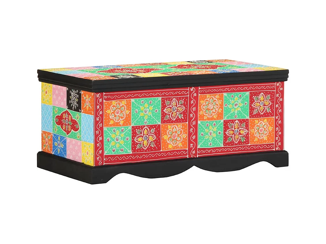 Table basse multicolore 90x50x40 cm bois de manguier massif