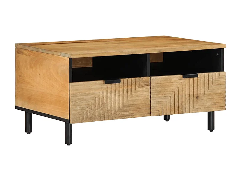 Mesa de centro madera maciza de mango marrón 80x54x40 cm
