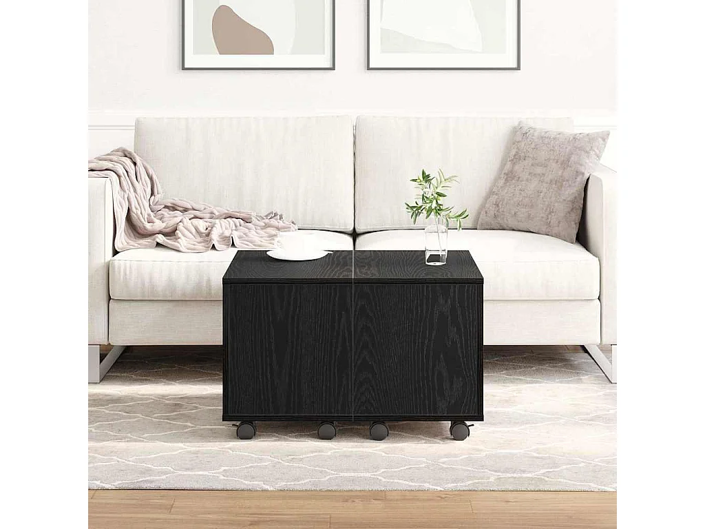 Mesa de Café Roble negro 60 x 60 x 38 cm Madera contrachapada
