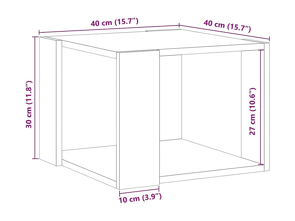 Table basse chêne artisanal 40x40x30 cm bois d'ingénierie