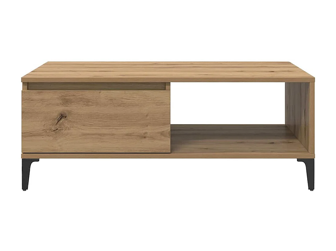 Salontafel artisanaal eikenkleurig 90 x 60 x 35 cm Bewerkt hout