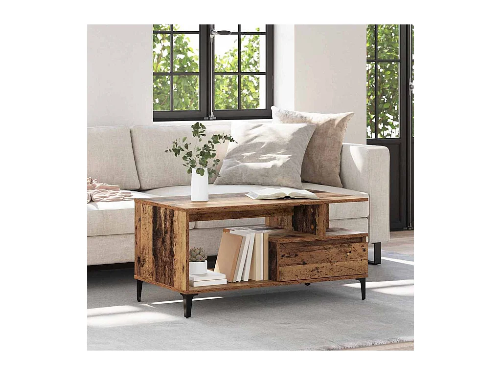 Table basse Bois ancien 90 x 49 x 45 cm Bois d'ingénierie