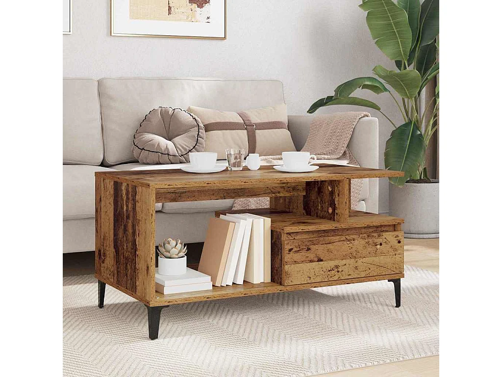 Table basse Bois ancien 90 x 49 x 45 cm Bois d'ingénierie