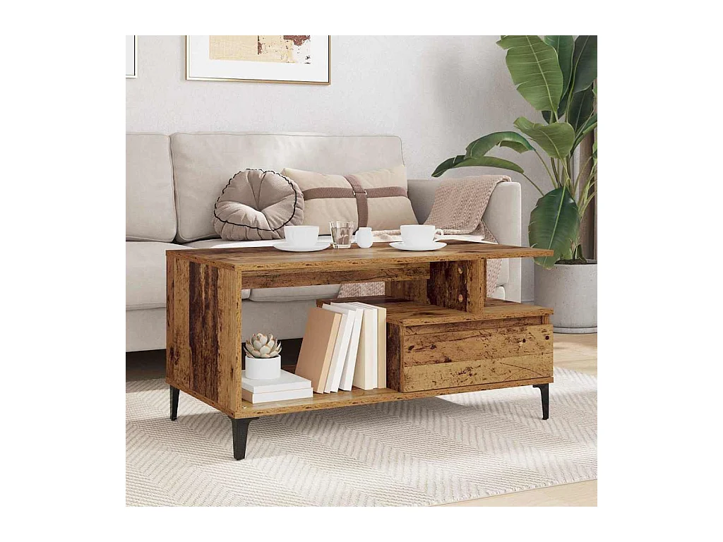 Table basse Bois ancien 90 x 49 x 45 cm Bois d'ingénierie