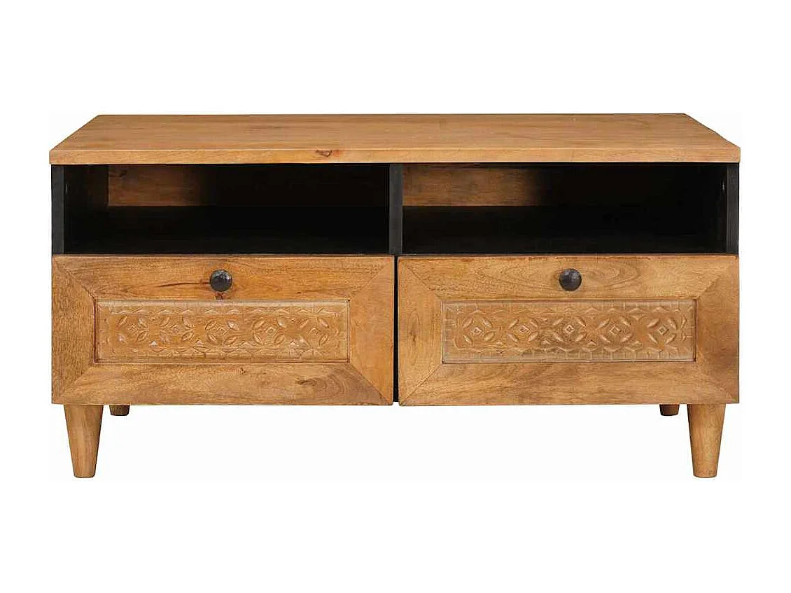 Mesa de Café con cajón con estante Marrón claro 80 x 54 x 40 cm