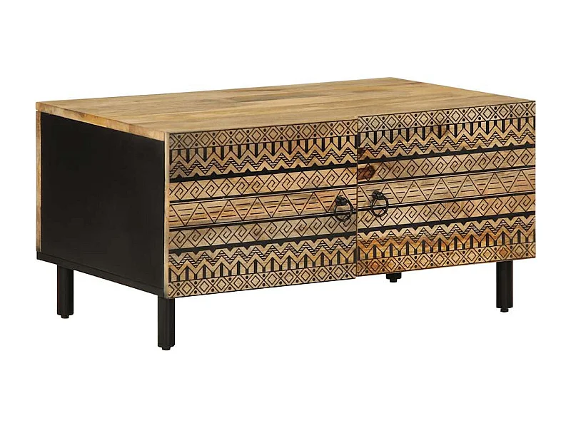 Salontafel 80x50x40 cm massief ruw mangohout zwart