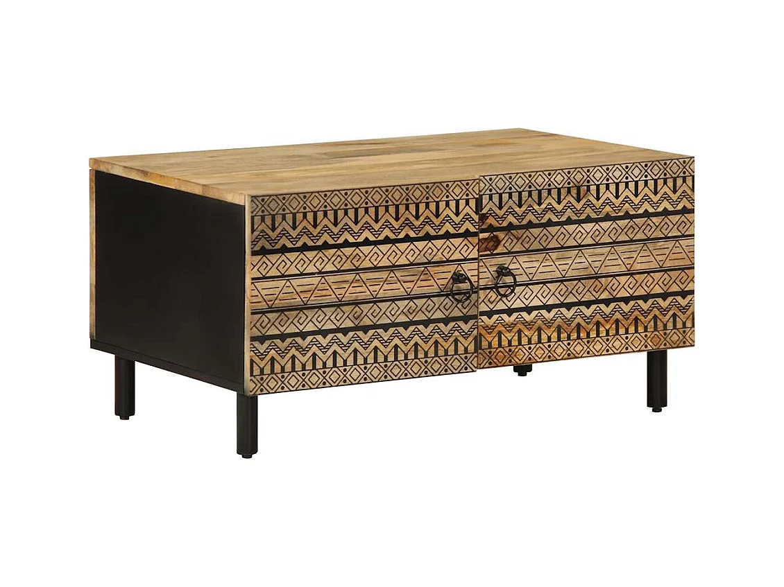 Salontafel 80x50x40 cm massief ruw mangohout zwart