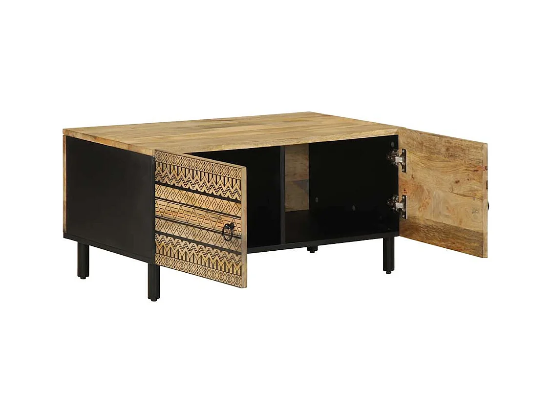 Salontafel 80x50x40 cm massief ruw mangohout zwart