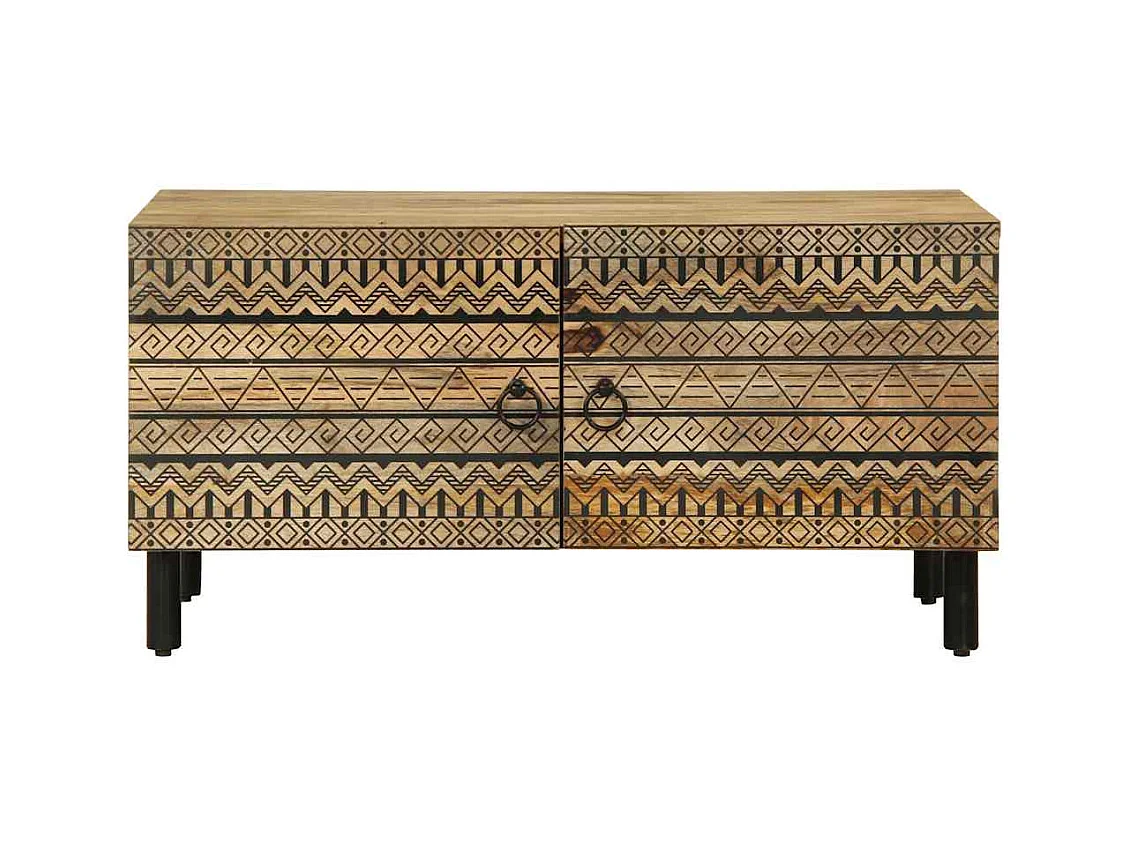 Salontafel 80x50x40 cm massief ruw mangohout zwart