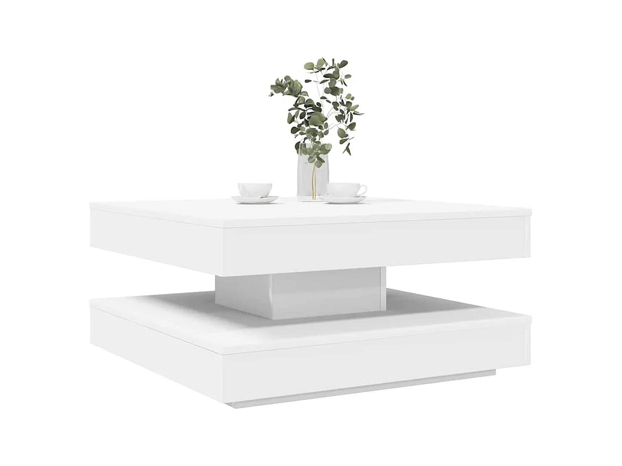 Table basse rotative à 360 degrés blanc 70x70x34,5 cm