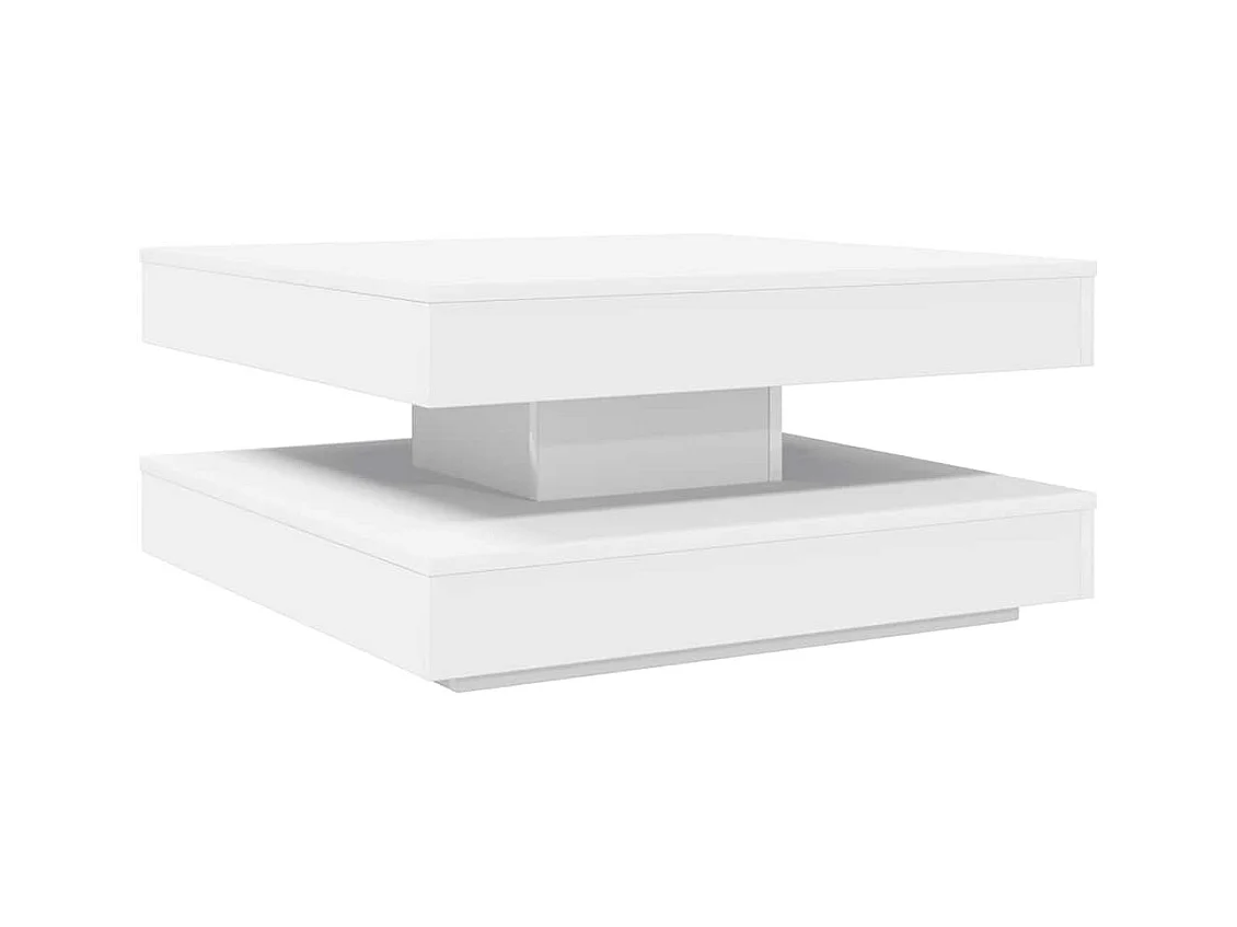Table basse rotative à 360 degrés blanc 70x70x34,5 cm