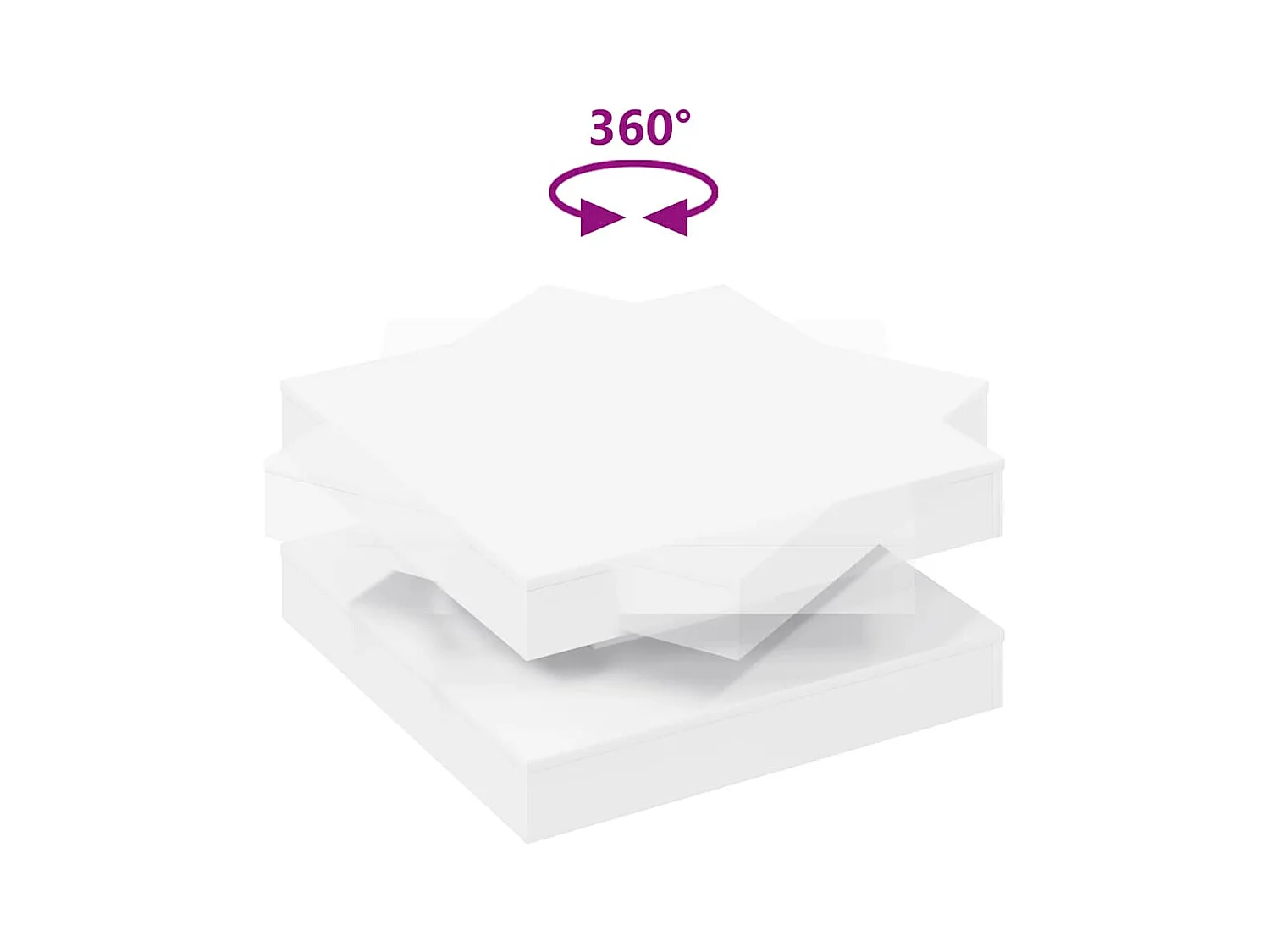 Table basse rotative à 360 degrés blanc 70x70x34,5 cm