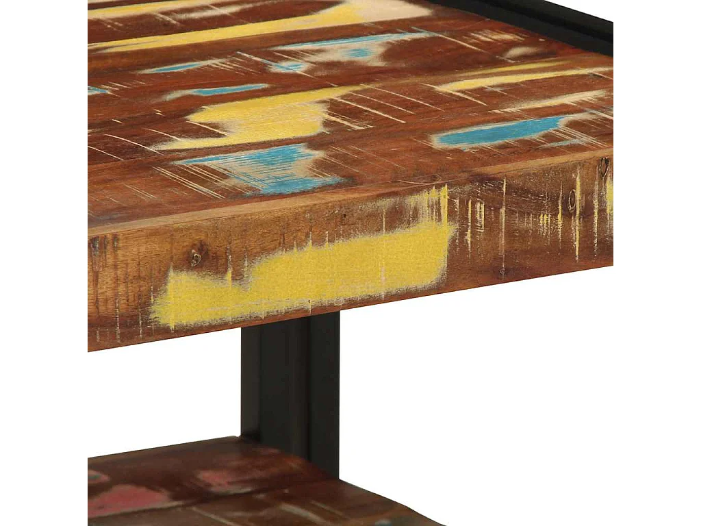 Table basse multicolore 50x50x38 cm bois de récupération massif