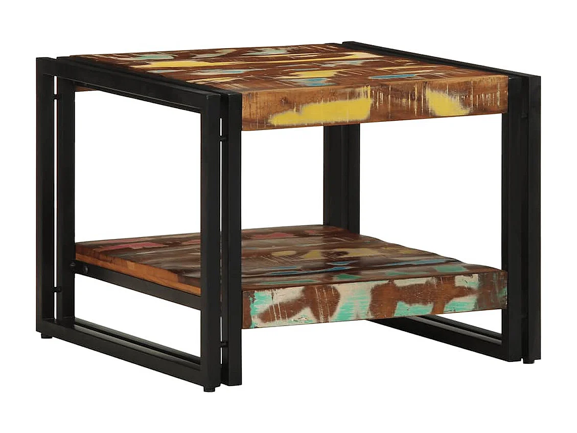 Mesa de centro multicolor 50x50x38 cm madera maciza reciclada