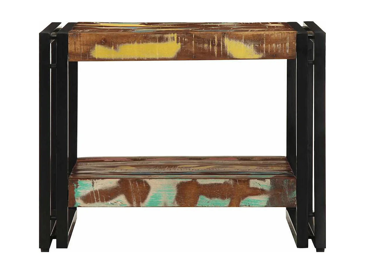 Mesa de centro multicolor 50x50x38 cm madera maciza reciclada