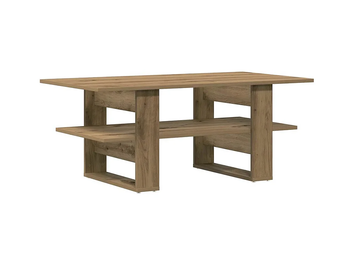 Salontafel 102x55x42 cm bewerkt hout artisanaal eikenkleur