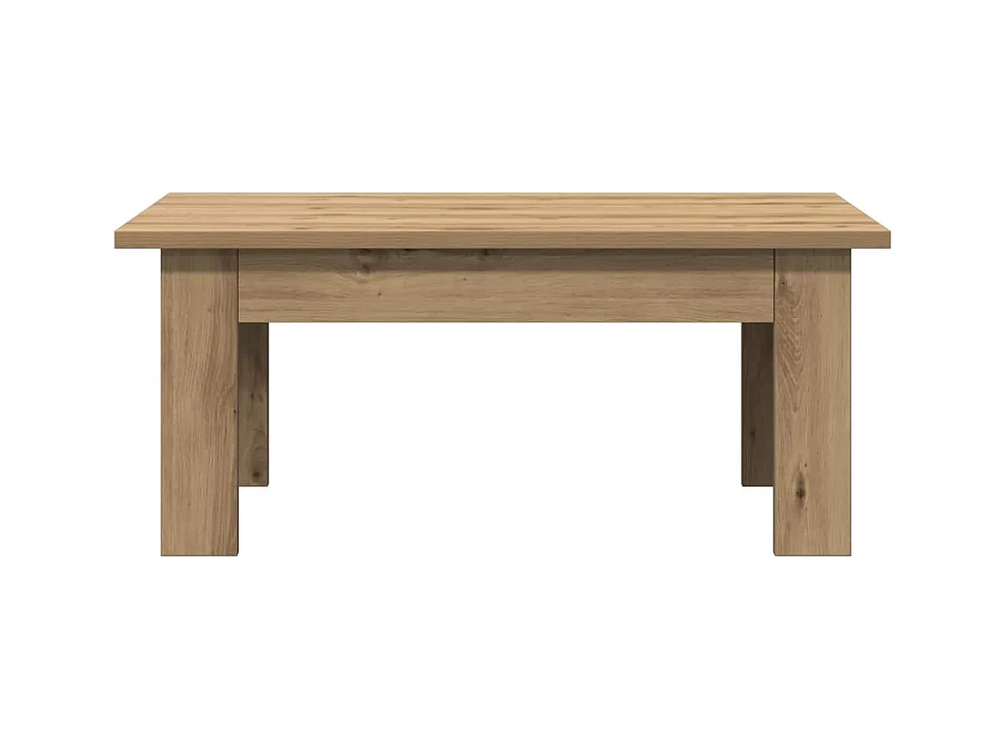 Table basse chêne artisanal 100x60x42 cm bois d'ingénierie
