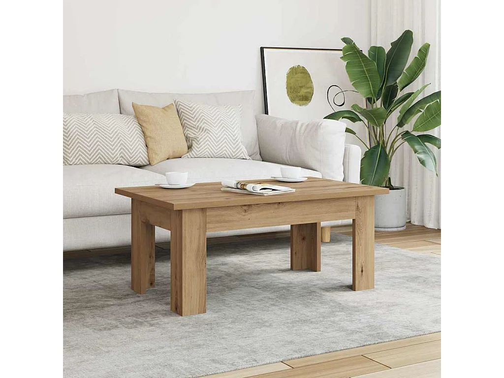 Mesa de centro madera de ingeniería roble artisan 100x60x42 cm