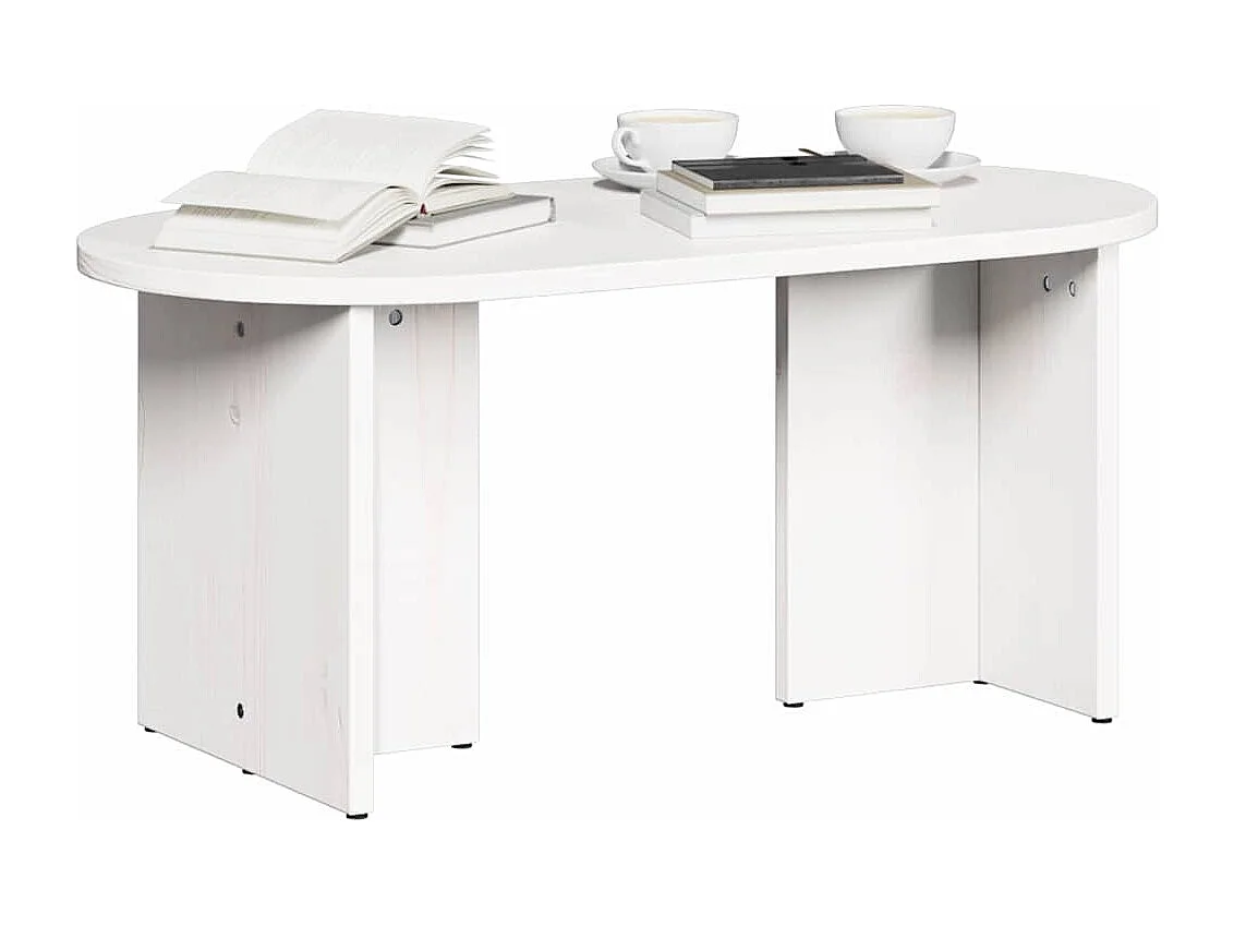 Mesa de centro Branco 80 x 39.5 x 35 cm Madeira de pinho maciça