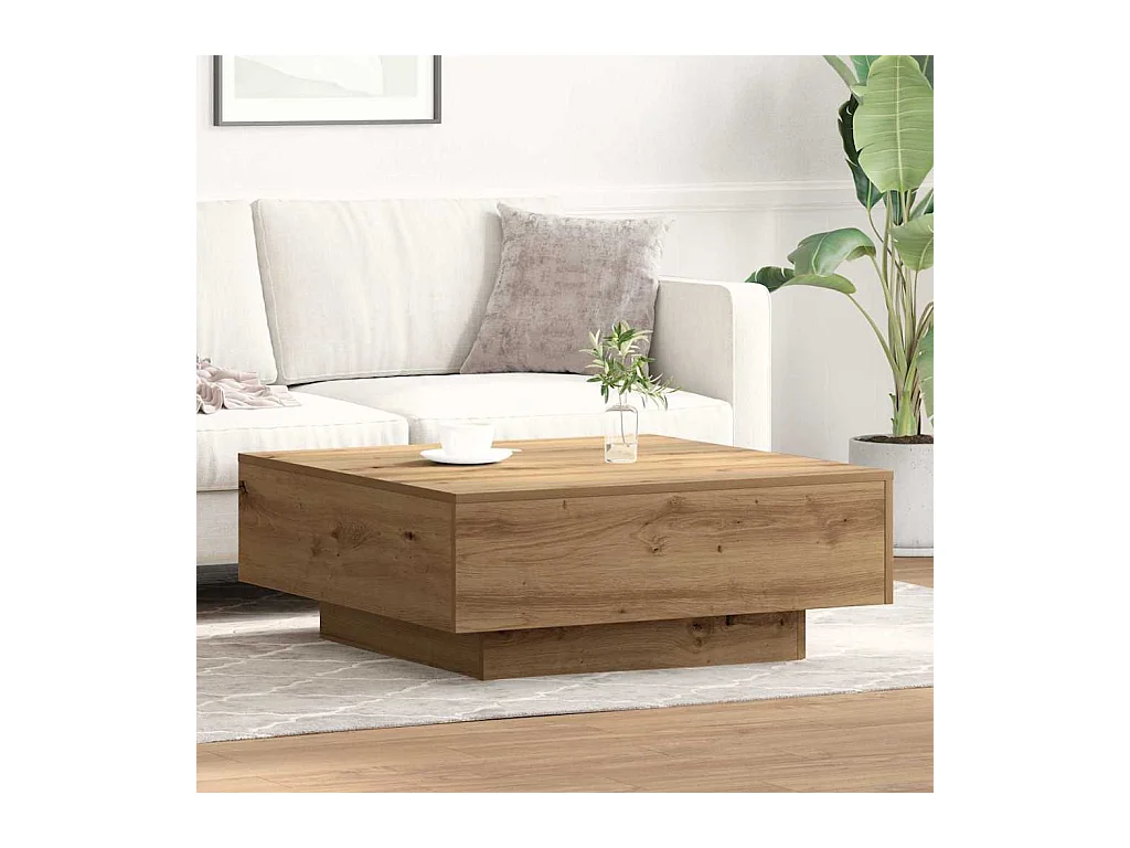 Salontafel artisanaal eikenkleurig 80 x 80 x 31 cm Bewerkt hout