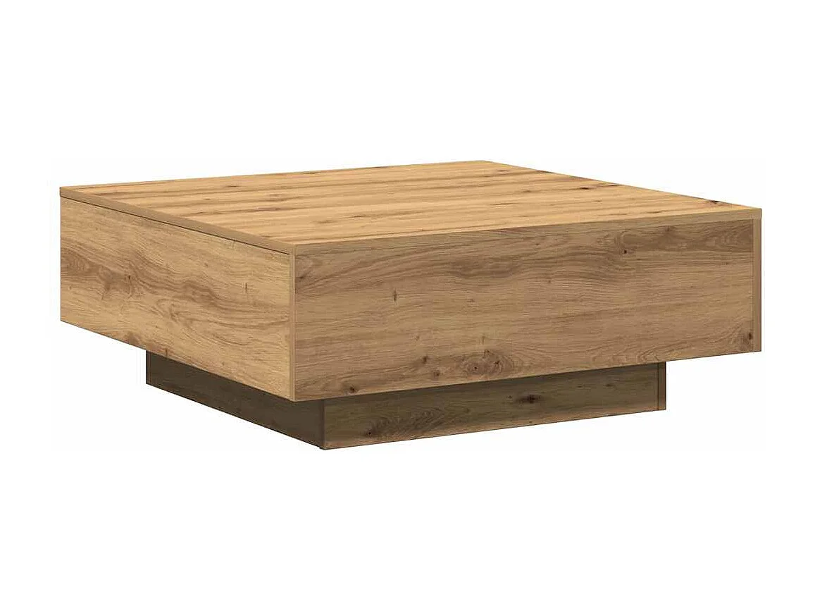 Table basse chêne artisanal 80 x 80 x 31 cm Bois d'ingénierie