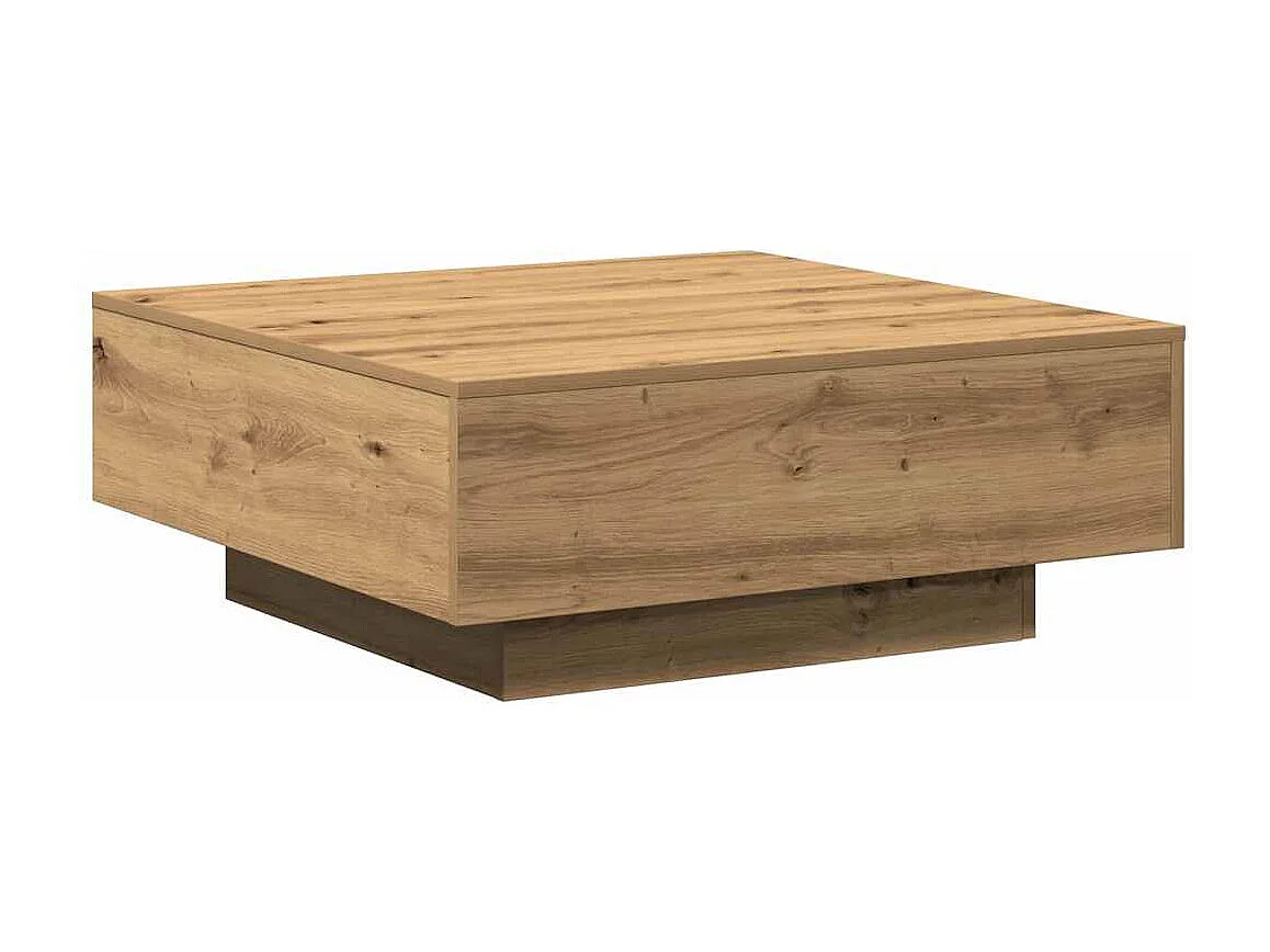 Table basse chêne artisanal 80 x 80 x 31 cm Bois d'ingénierie