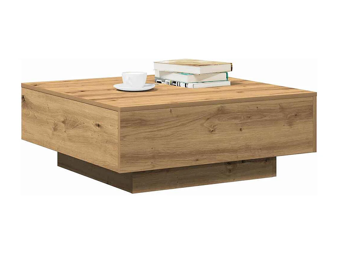 Table basse chêne artisanal 80 x 80 x 31 cm Bois d'ingénierie