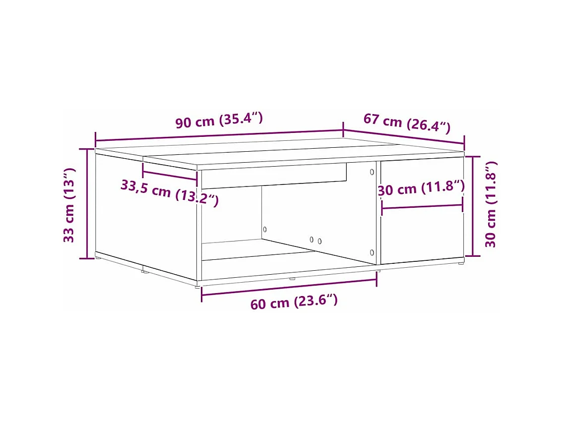 Table basse Chêne noir 90 x 67 x 33 cm Bois d'ingénierie