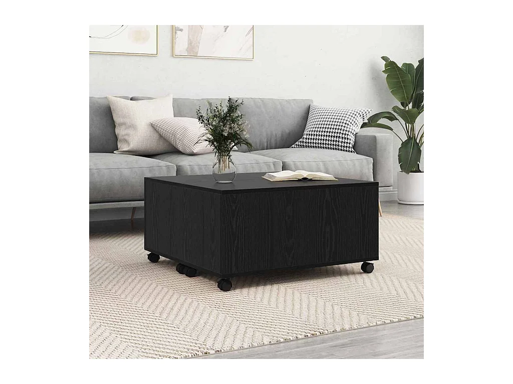 Salontafel Zwart eiken 75 x 75 x 38 cm Bewerkt hout