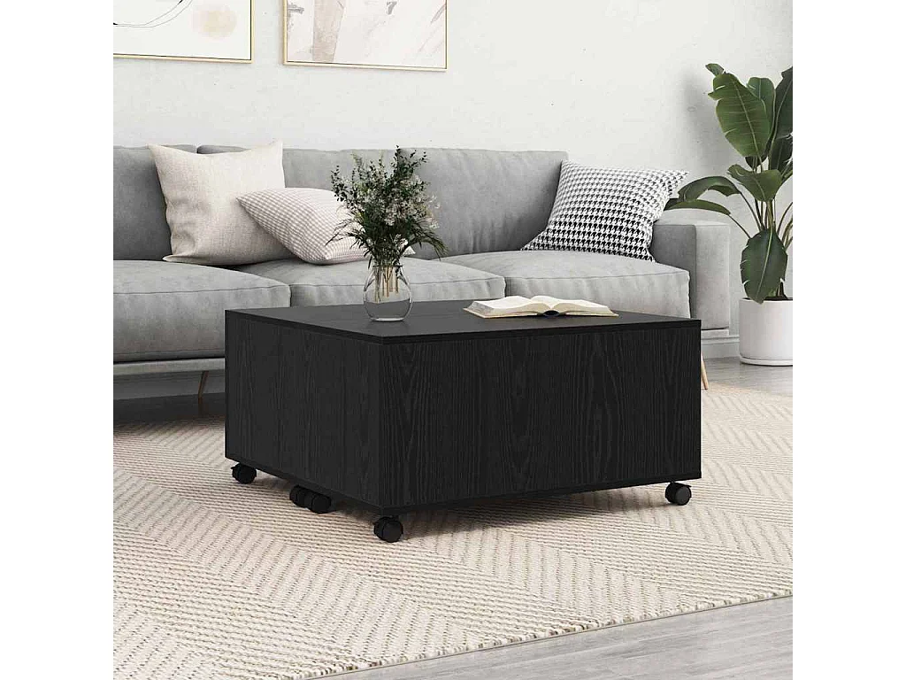 Salontafel Zwart eiken 75 x 75 x 38 cm Bewerkt hout