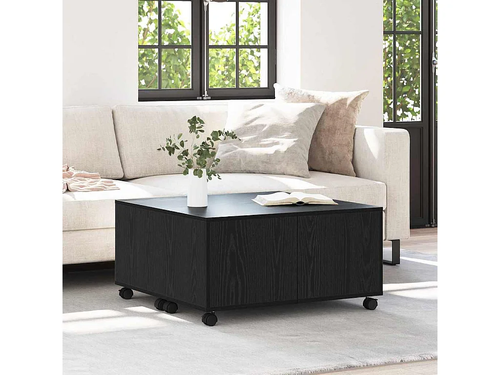 Salontafel Zwart eiken 75 x 75 x 38 cm Bewerkt hout