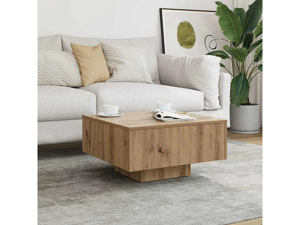 Mesa de centro 60x60x31,5cm derivados madeira carvalho castanho