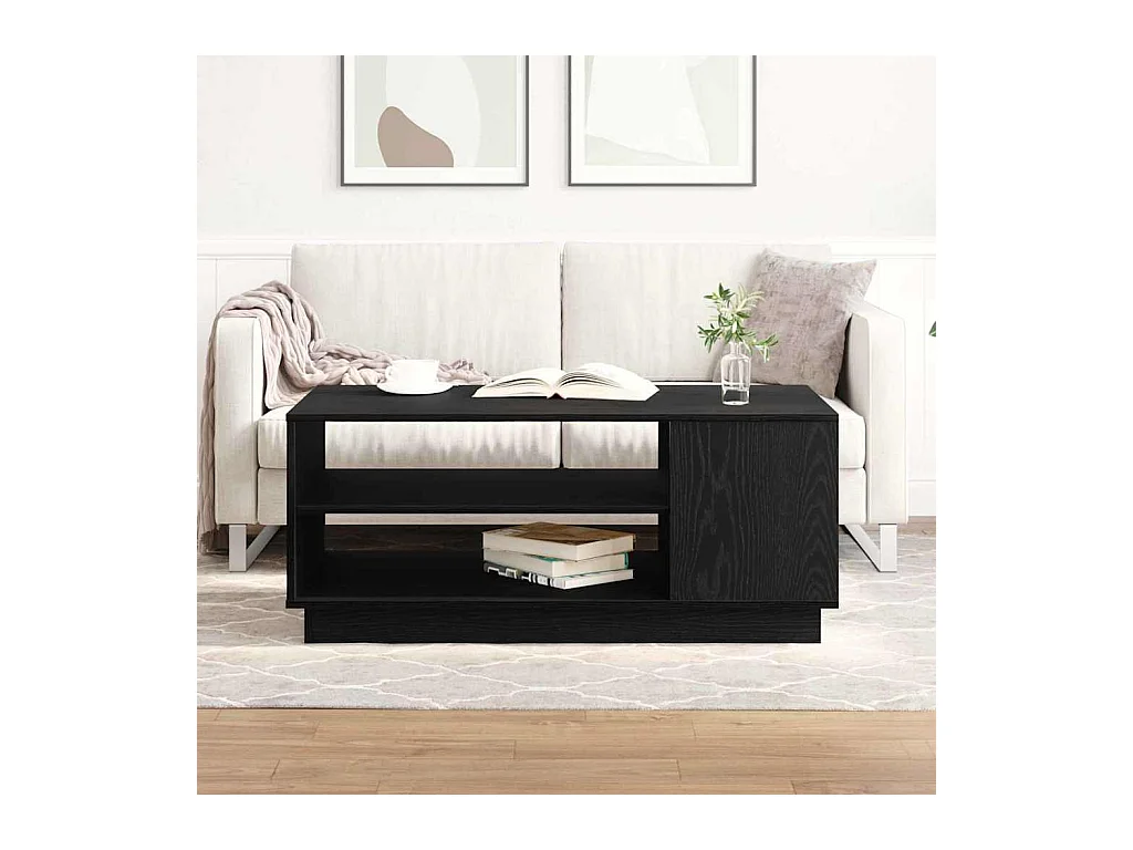 Mesa de Café Roble negro 102 x 55 x 43 cm Madera contrachapada