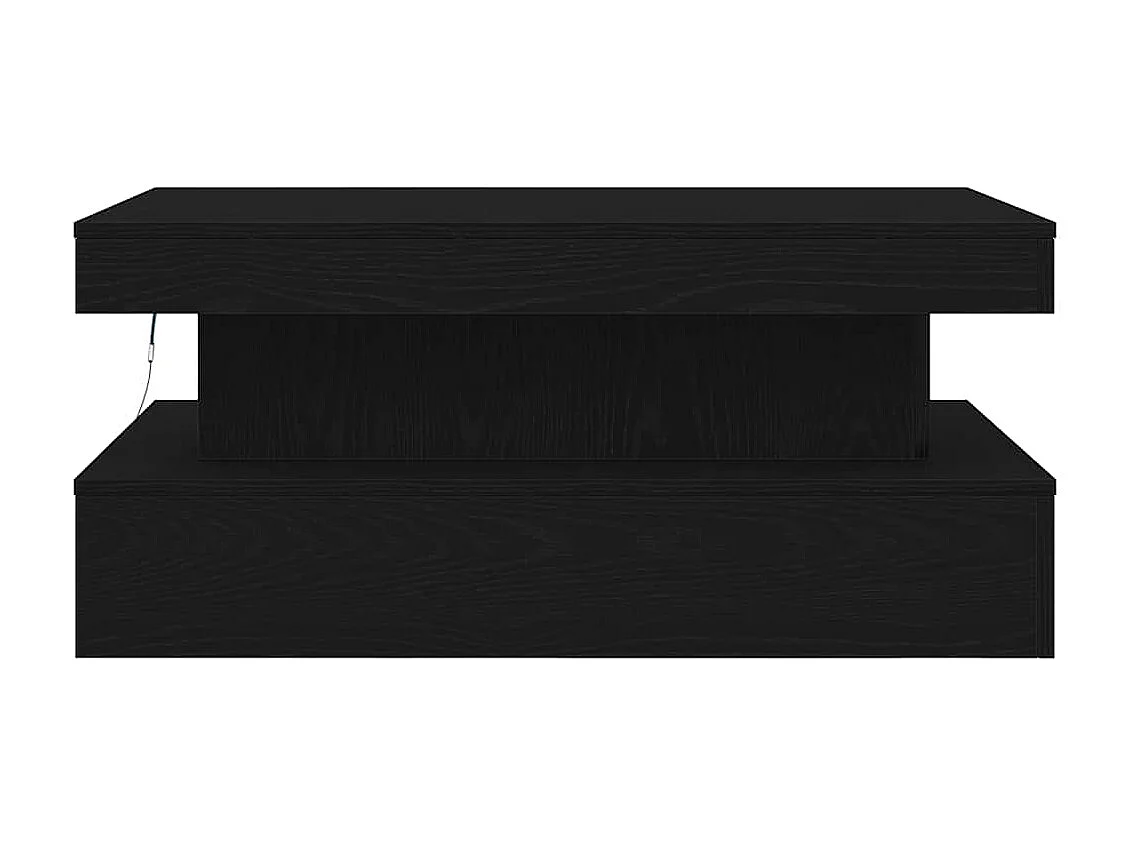 Table basse avec lumières LED chêne noir 90x50x40 cm