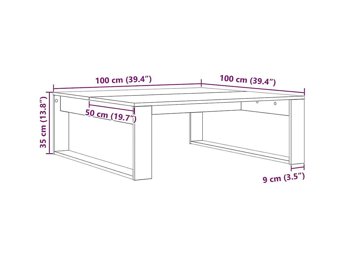Table basse Chêne noir 100 x 100 x 35 cm Bois d'ingénierie