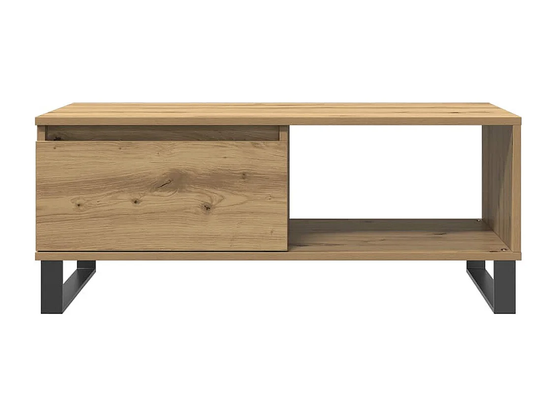 Table basse chêne artisanal 90x50x36,5 cm bois d'ingénierie