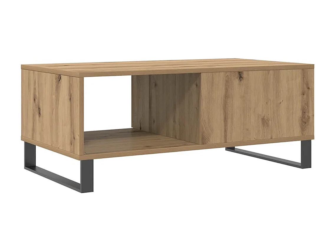 Table basse chêne artisanal 90x50x36,5 cm bois d'ingénierie