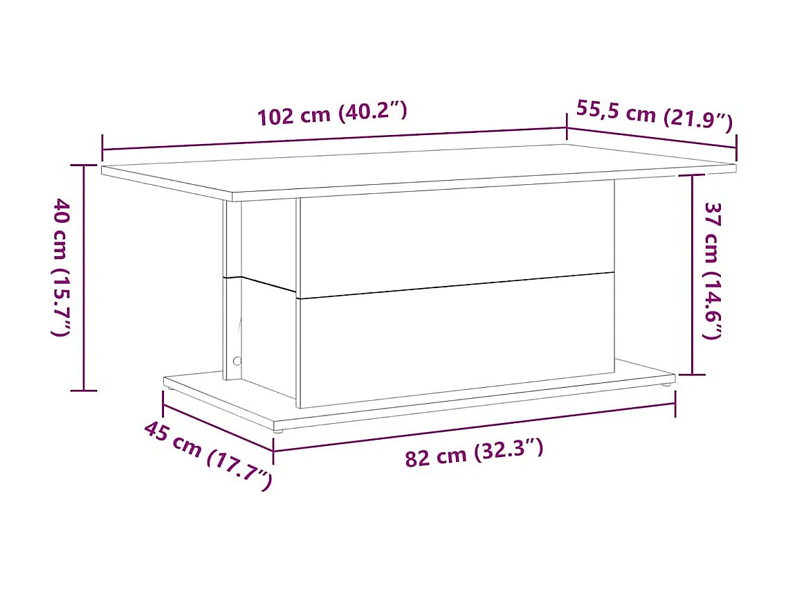 Mesa de centro Carvalho preto 102 x 55.5 x 40 cm