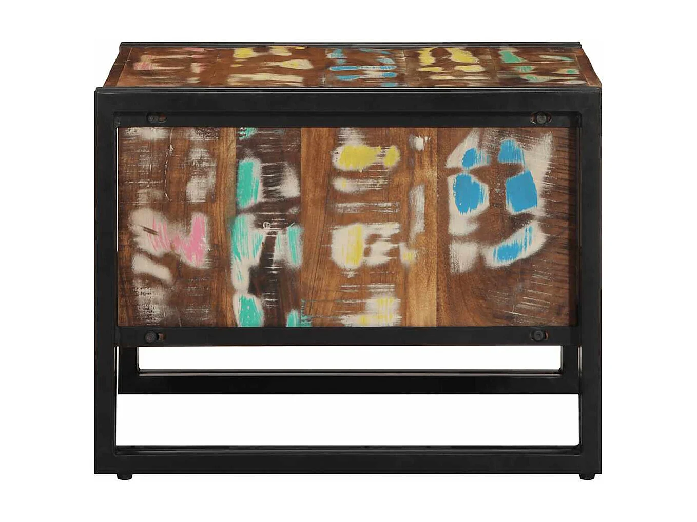 Mesa de centro multicolor 50x50x38 cm madera maciza reciclada