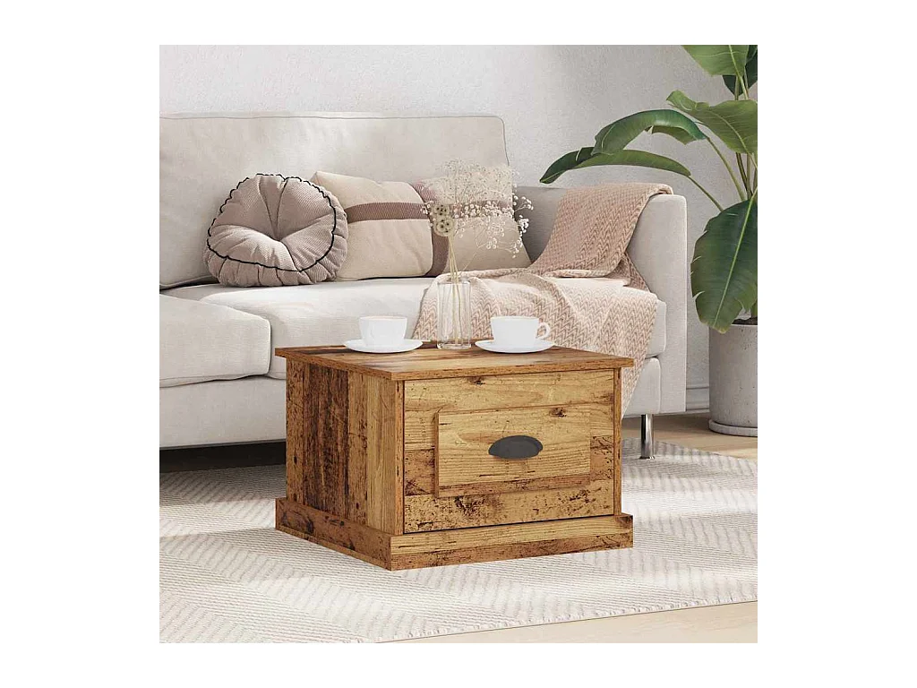 Salontafel with Drawer Oud hout 50 x 50 x 35 cm Bewerkt hout