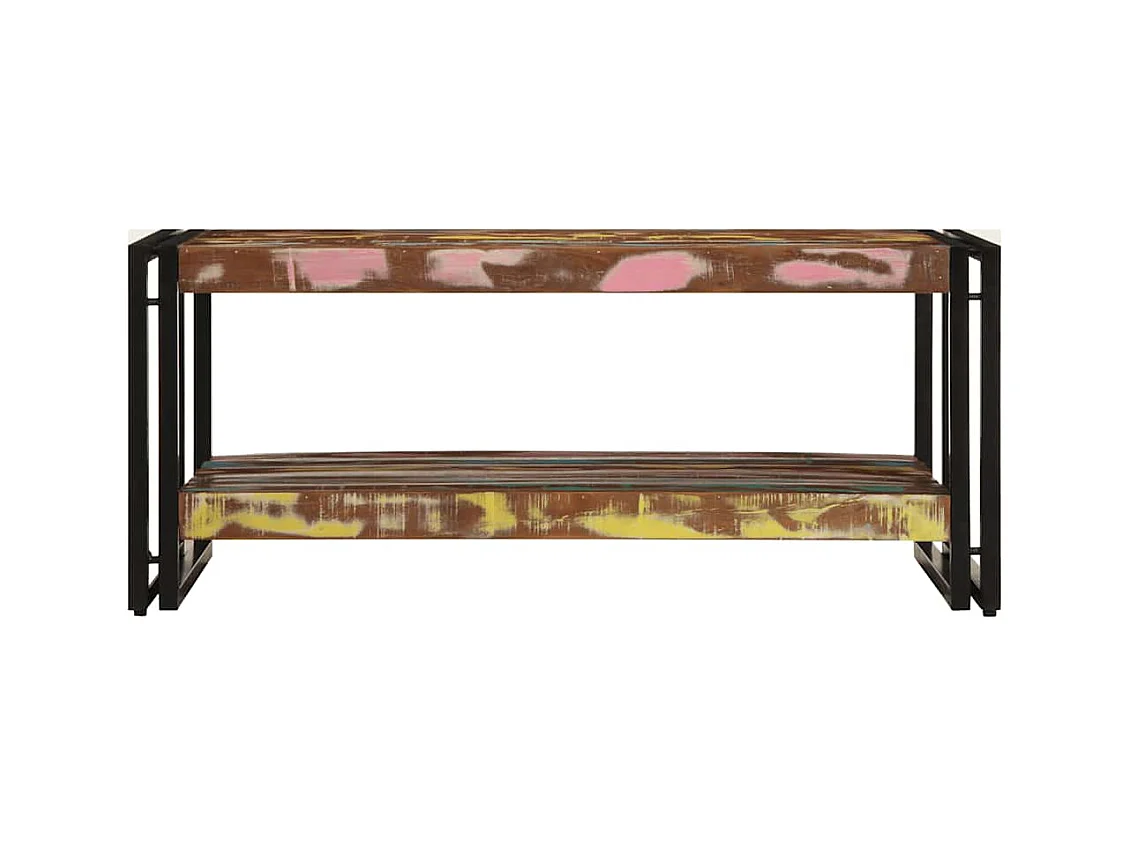 Table basse multicolore 90x50x38 cm bois de récupération massif