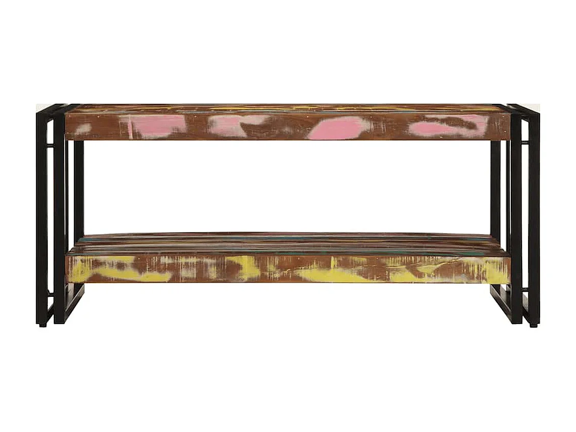 Mesa de centro multicolor 90x50x38 cm madera maciza reciclada