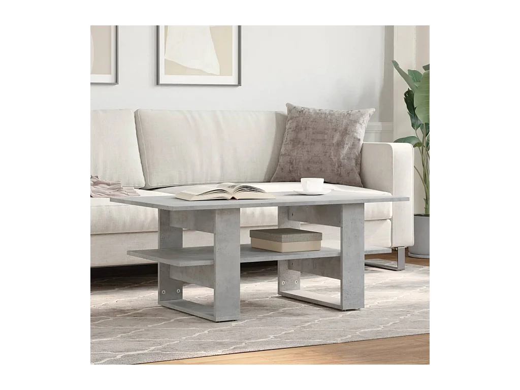 Table basse gris béton 102x55x42 cm bois d'ingénierie