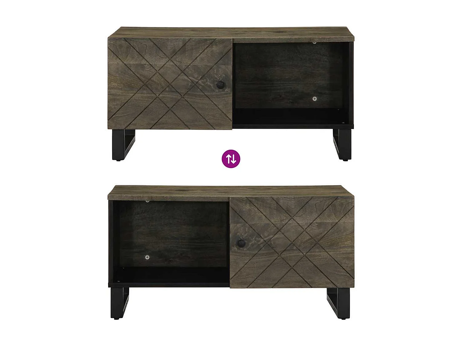 Table basse noir 80x50x40 cm bois massif de manguier