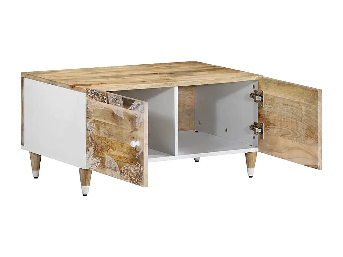 Mesa de centro de madera maciza de mango 80x50x40 cm