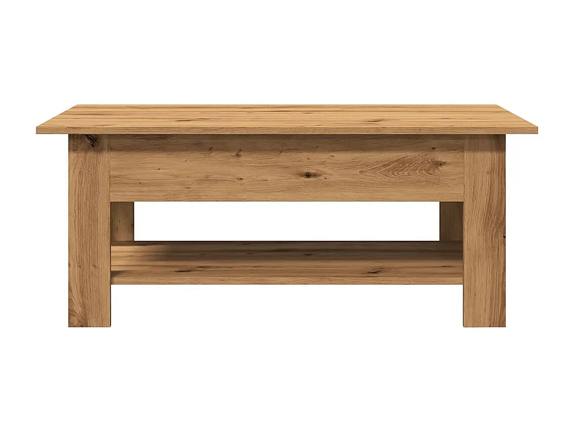 Table basse chêne artisanal 102x55x42 cm bois d'ingénierie
