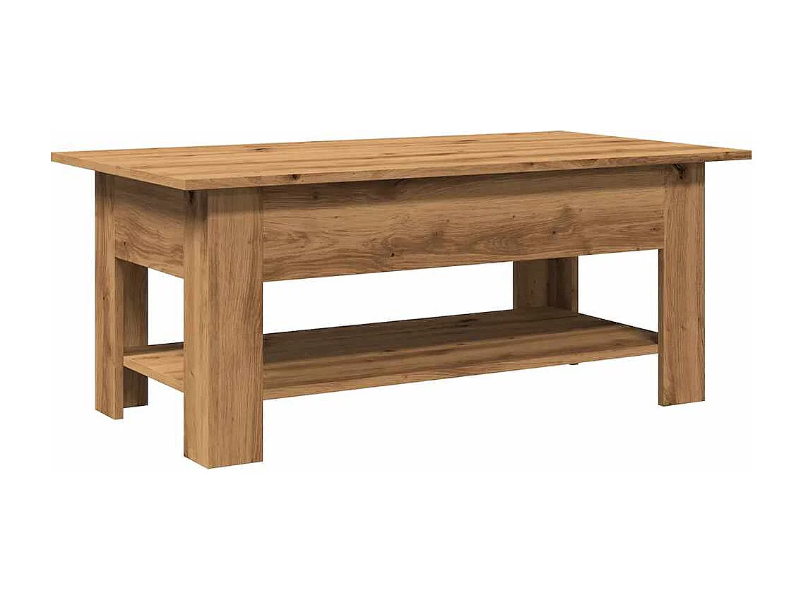 Table basse chêne artisanal 102x55x42 cm bois d'ingénierie