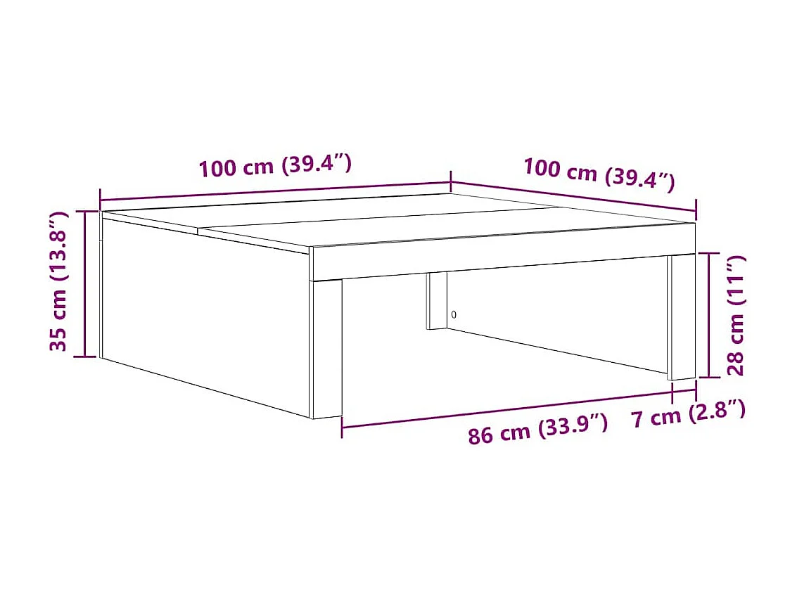 Table basse Chêne noir 100 x 100 x 35 cm Bois d'ingénierie