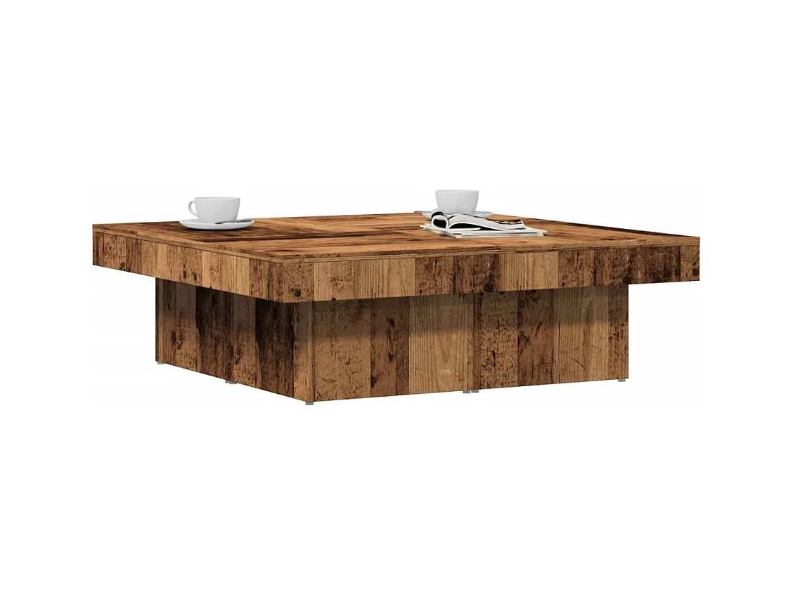 Mesa de centro madera de ingeniería envejecida 90x90x28 cm