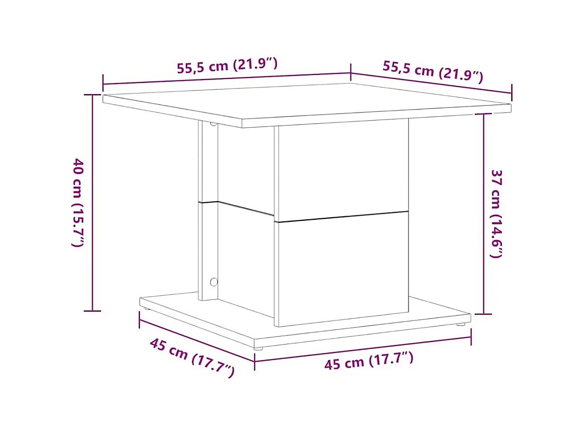 Table basse Chêne noir 55.5 x 55.5 x 40 cm Bois d'ingénierie
